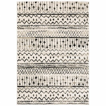 Palacedesigns 7 x 9 ft. Ivory & Black Eclectic Patterns Indoor Area Rug PA3097160